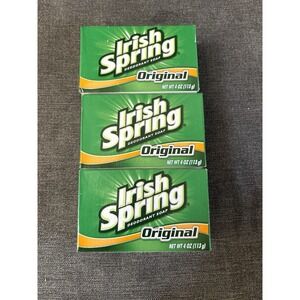 Irish Spring Original Deodorant Soap Lot Of 3 Vtg 4oz Bar Soap New Old Stock